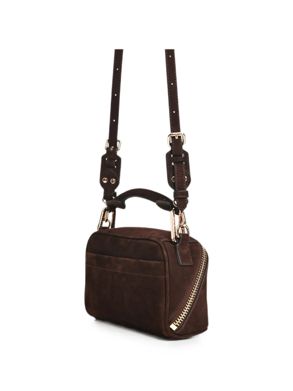 Essentiel Antwerp Kyla suède mini-schoudertas Bruin