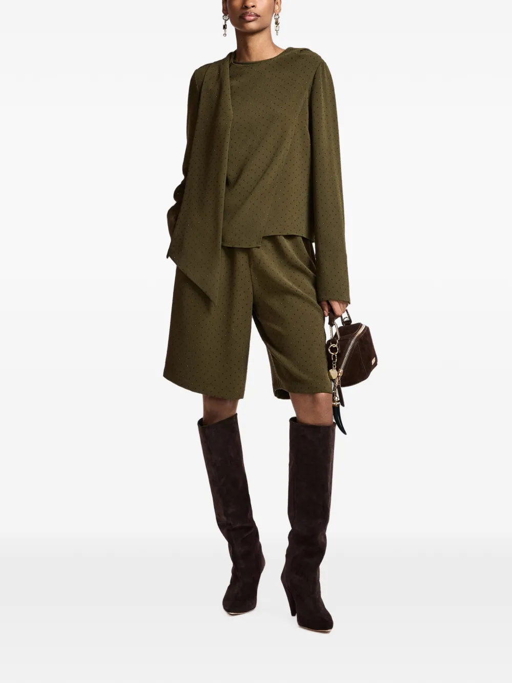 Essentiel Antwerp Kyla suède mini-schoudertas Bruin