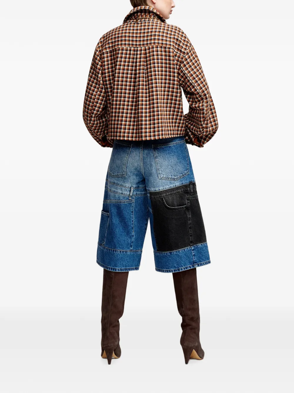 Essentiel Antwerp Geruit oversized shirtjack Bruin