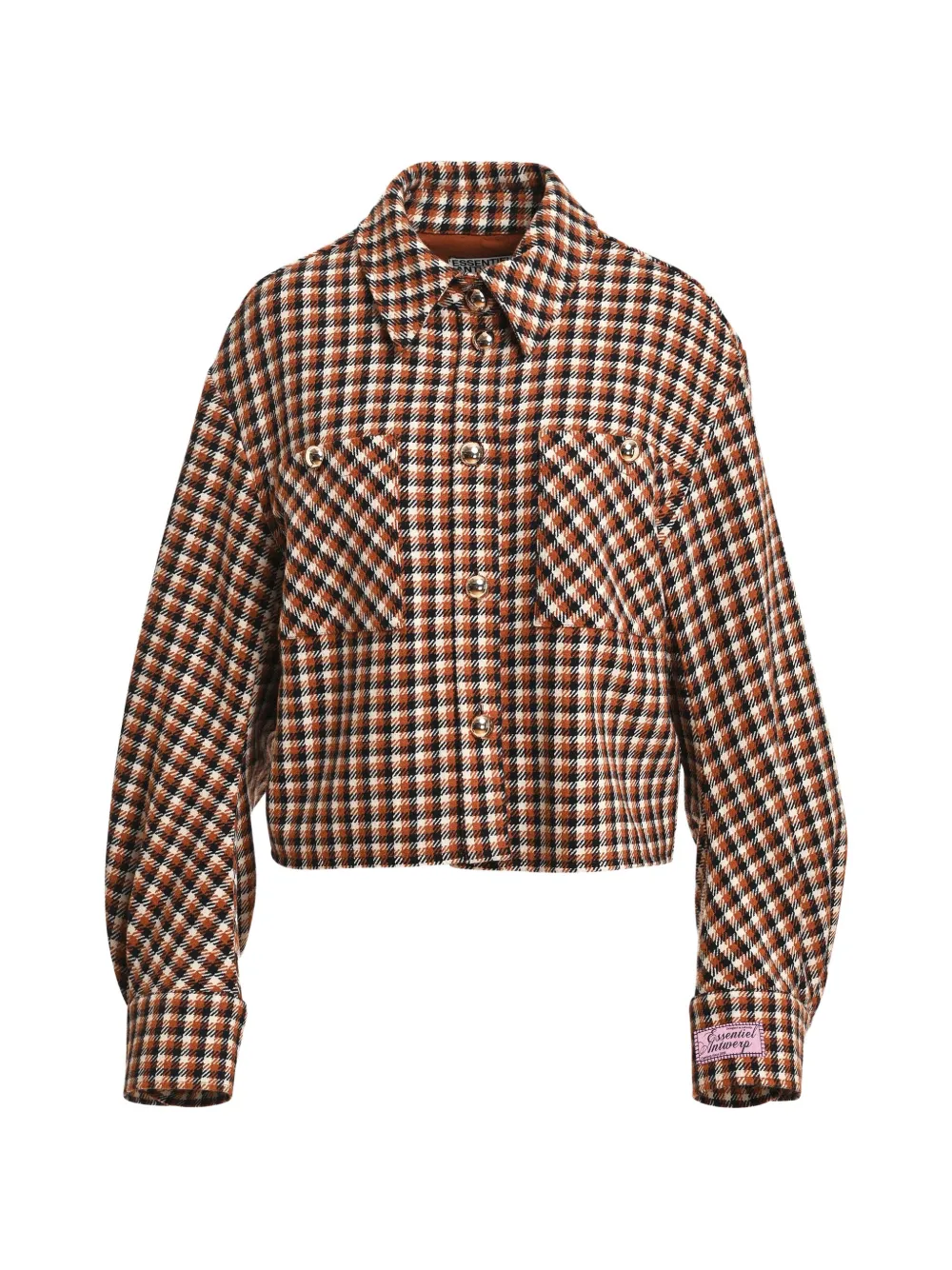 Essentiel Antwerp Giacca-camicia oversize a quadri - Marrone