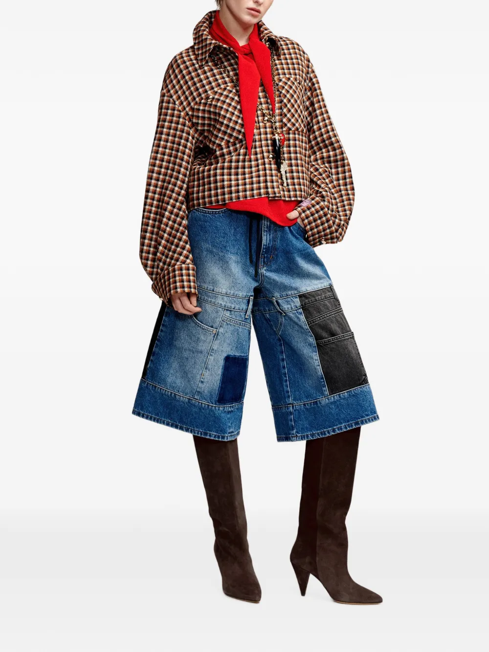 Essentiel Antwerp Geruit oversized shirtjack Bruin