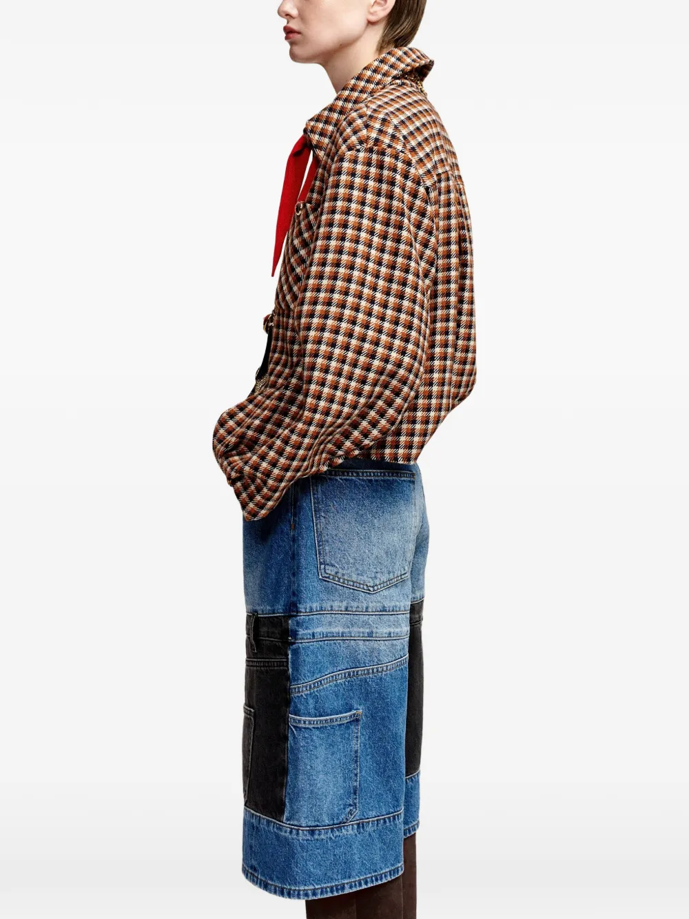Essentiel Antwerp Geruit oversized shirtjack Bruin