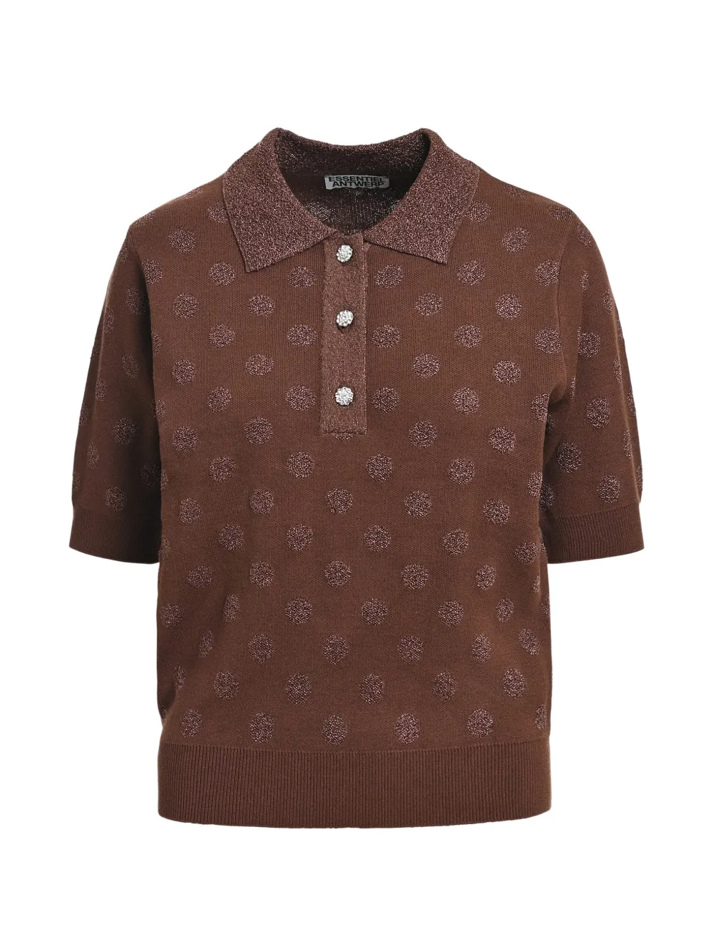 Essentiel Antwerp polka-dot rhinestone-button polo top - Marrone