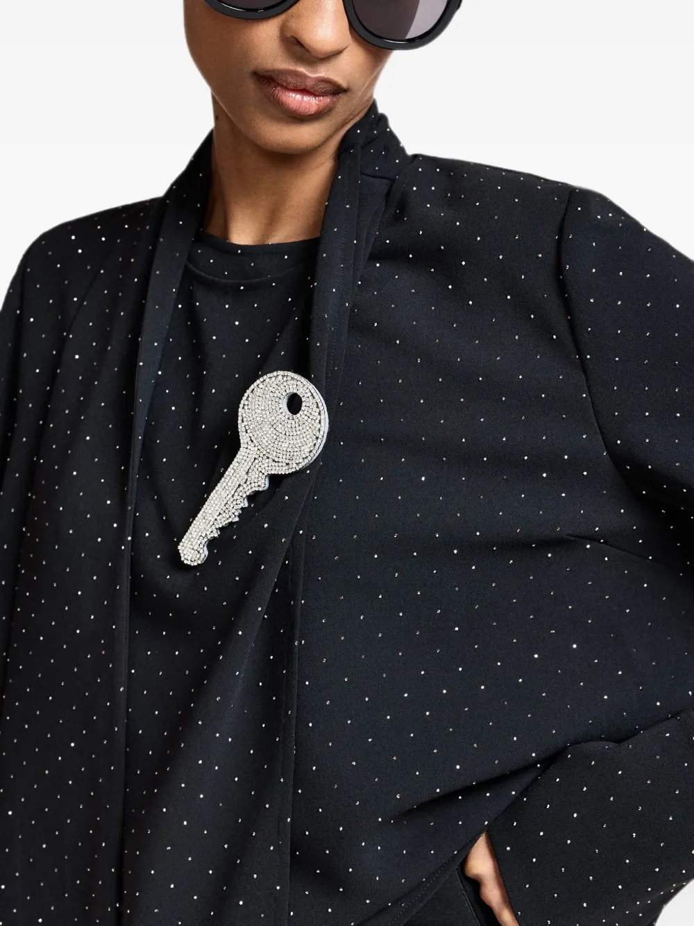 Essentiel Antwerp rhinestone-embellished asymmetric blouse Zwart