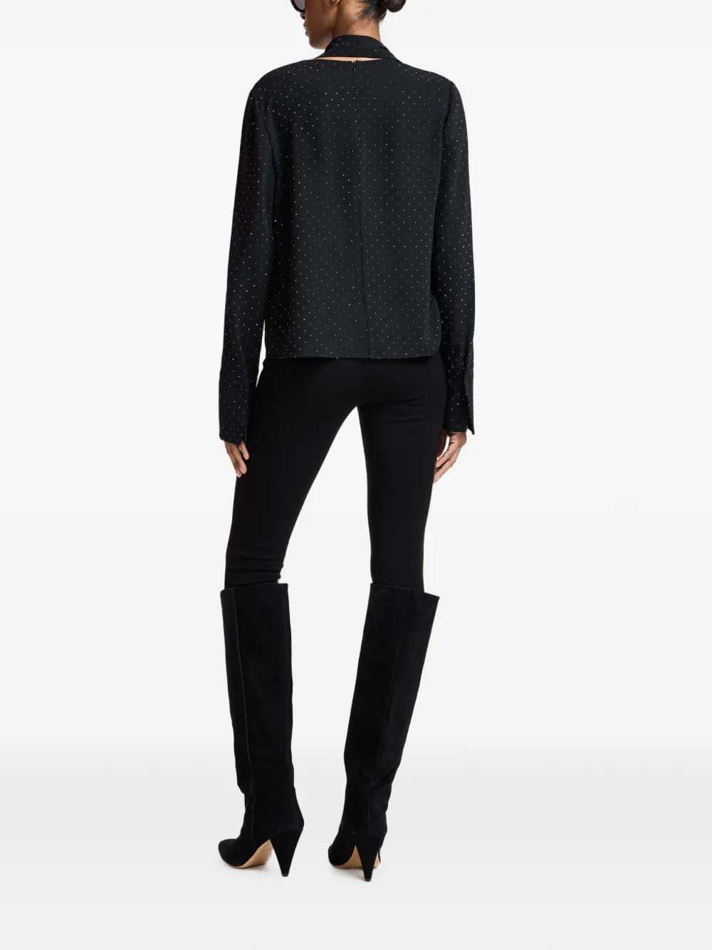 Essentiel Antwerp rhinestone-embellished asymmetric blouse Zwart