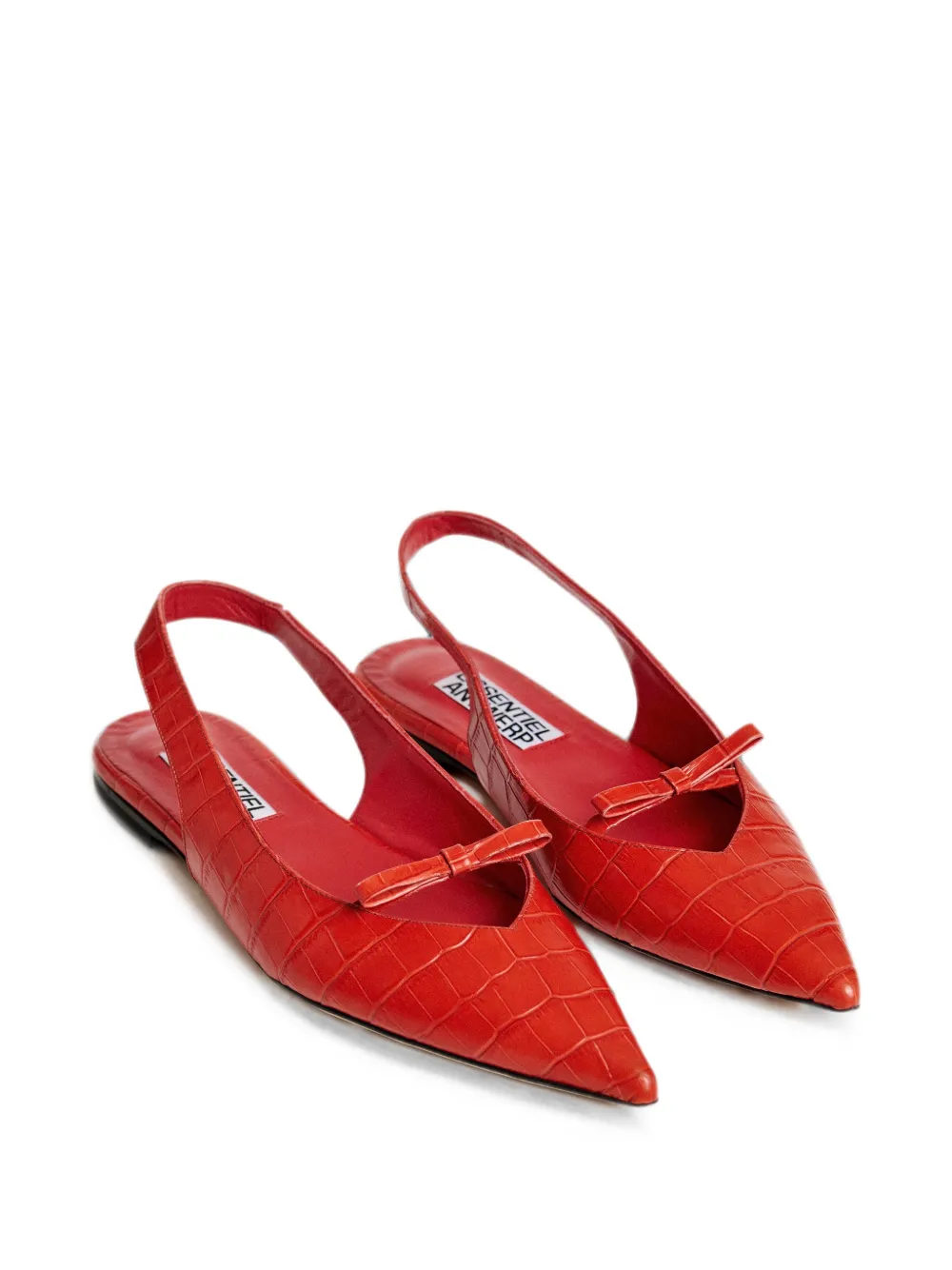 Essentiel Antwerp Klat2 croc-effect slingback flat pumps Rood