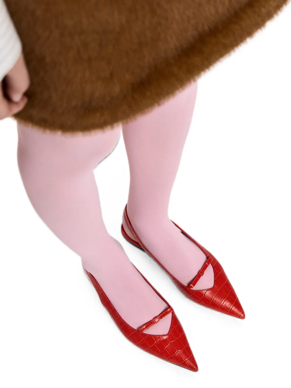 Essentiel Antwerp Klat2 croc-effect slingback flat pumps Rood