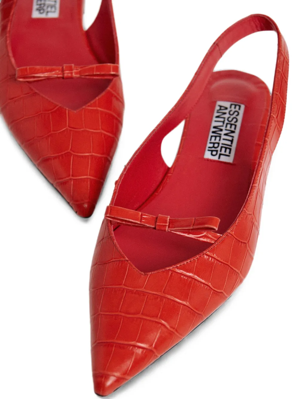 Essentiel Antwerp Klat2 croc-effect slingback flat pumps Rood