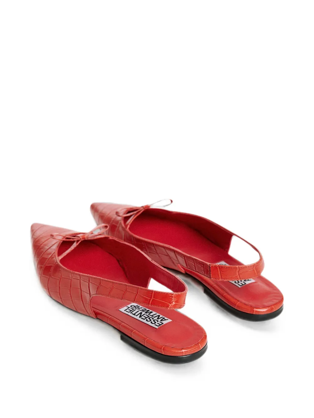 Essentiel Antwerp Klat2 croc-effect slingback flat pumps Rood