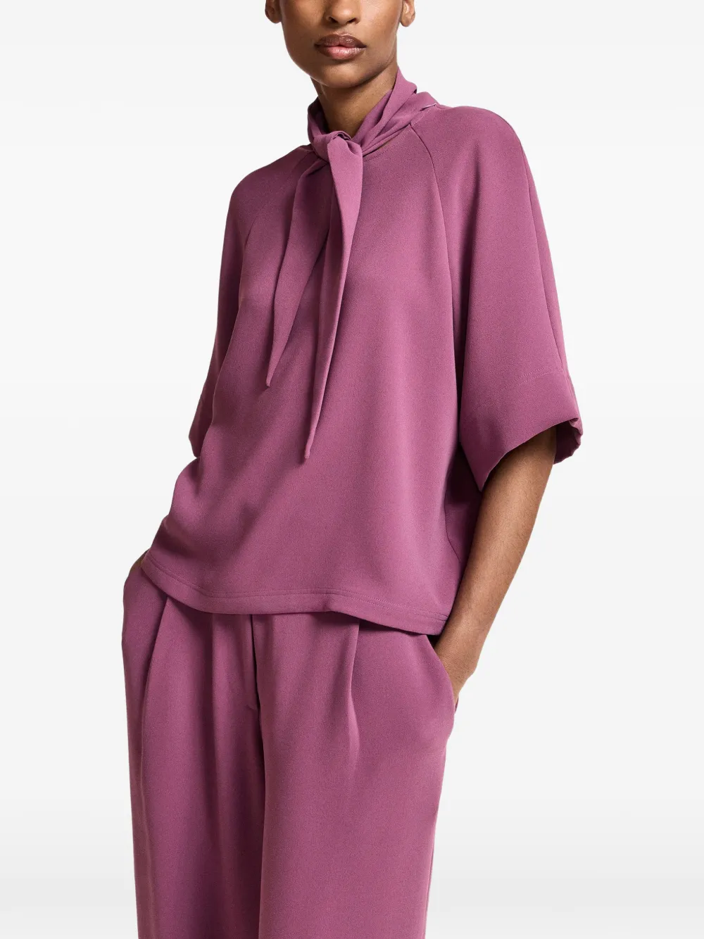 Essentiel Antwerp Kassie blouse met raglan mouwen en strik Paars