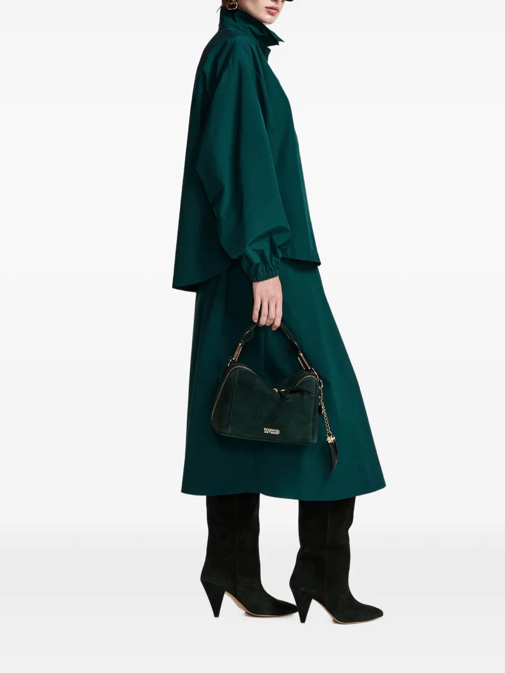 Essentiel Antwerp Oversized blouse met volumineuze mouwen Groen