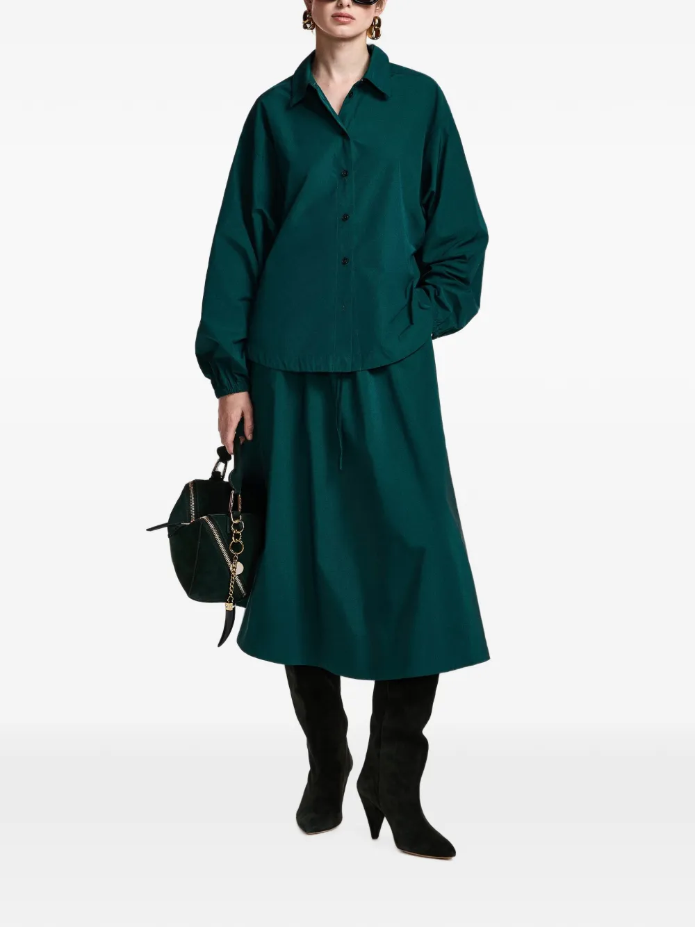 Essentiel Antwerp Oversized blouse met volumineuze mouwen Groen