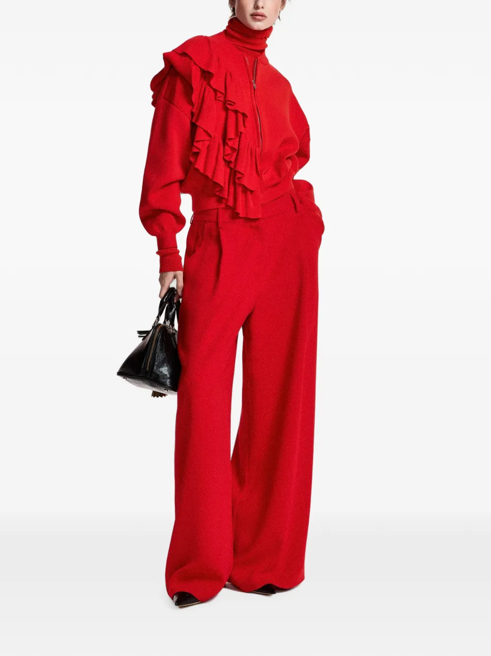 Essentiel Antwerp Vest met ruches en rits Rood