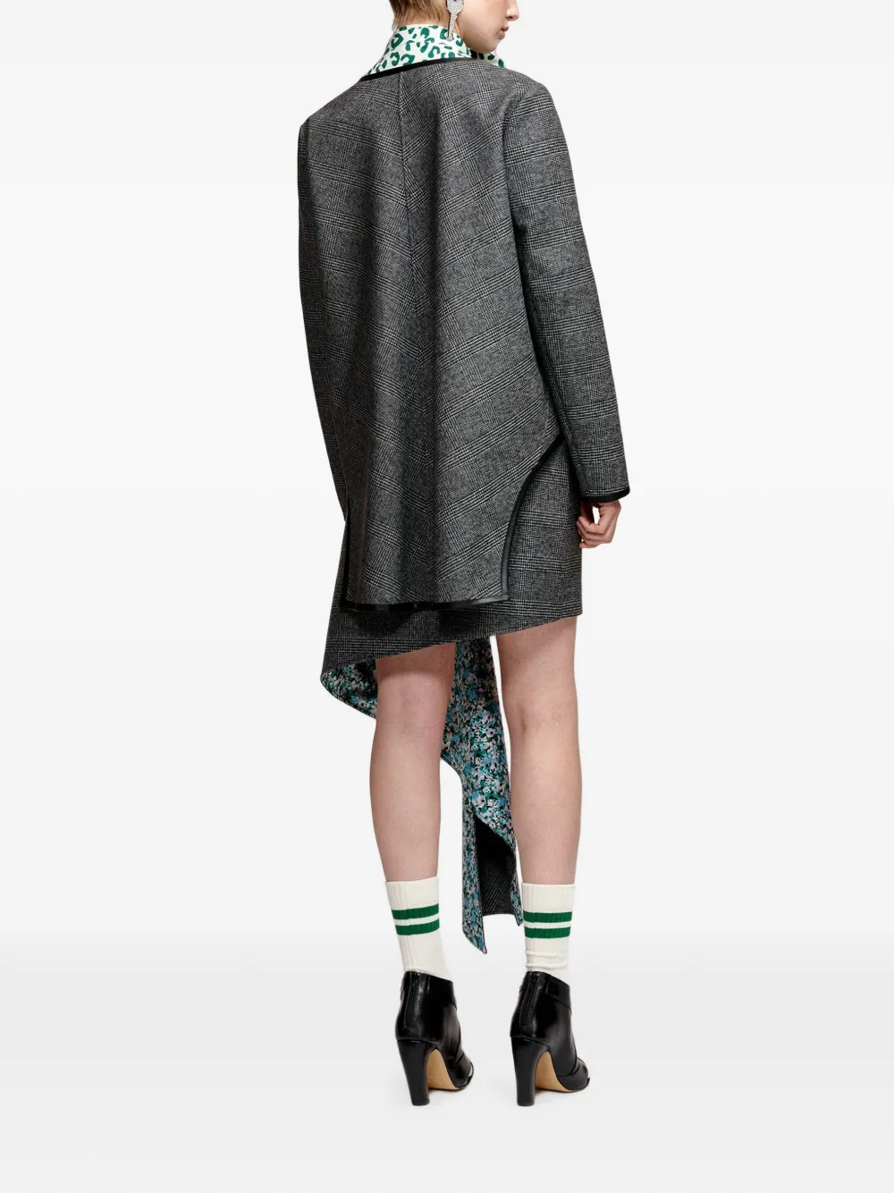 Essentiel Antwerp Kiah geruit asymmetrisch jack met bloemen-voering Zwart