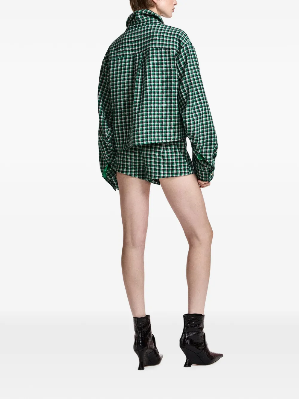 Essentiel Antwerp Krook checked-pattern mini shorts Groen
