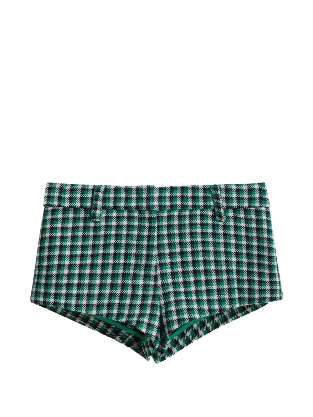 Essentiel Antwerp Krook checked-pattern mini shorts - Verde