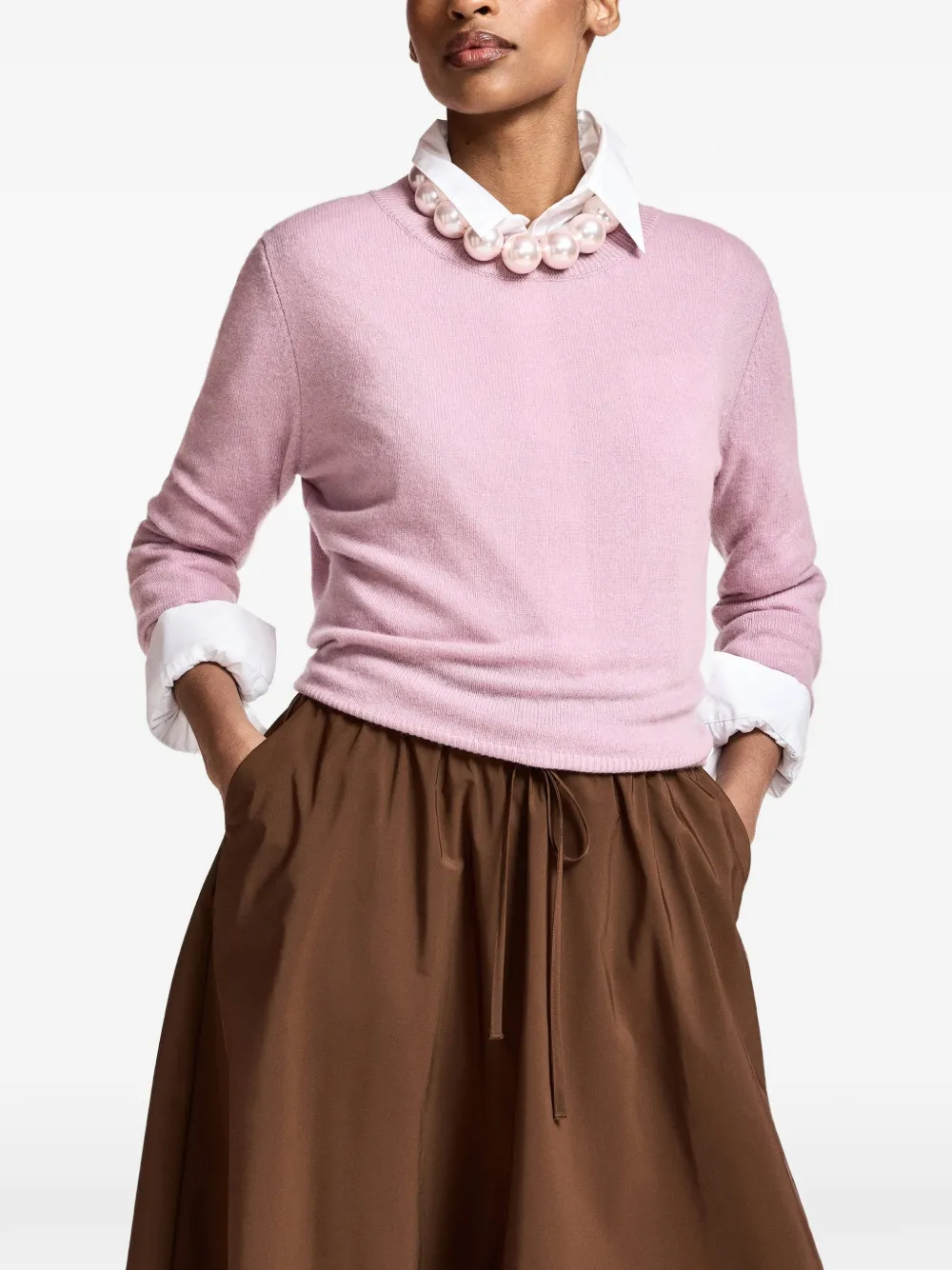 Essentiel Antwerp Kash trui met geribbelde afwerking Roze