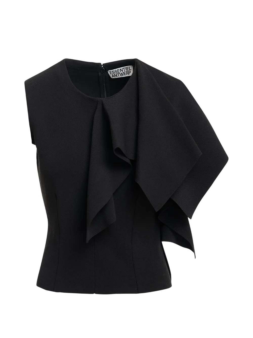Essentiel Antwerp Know ruffled asymmetric-neck blouse - Nero