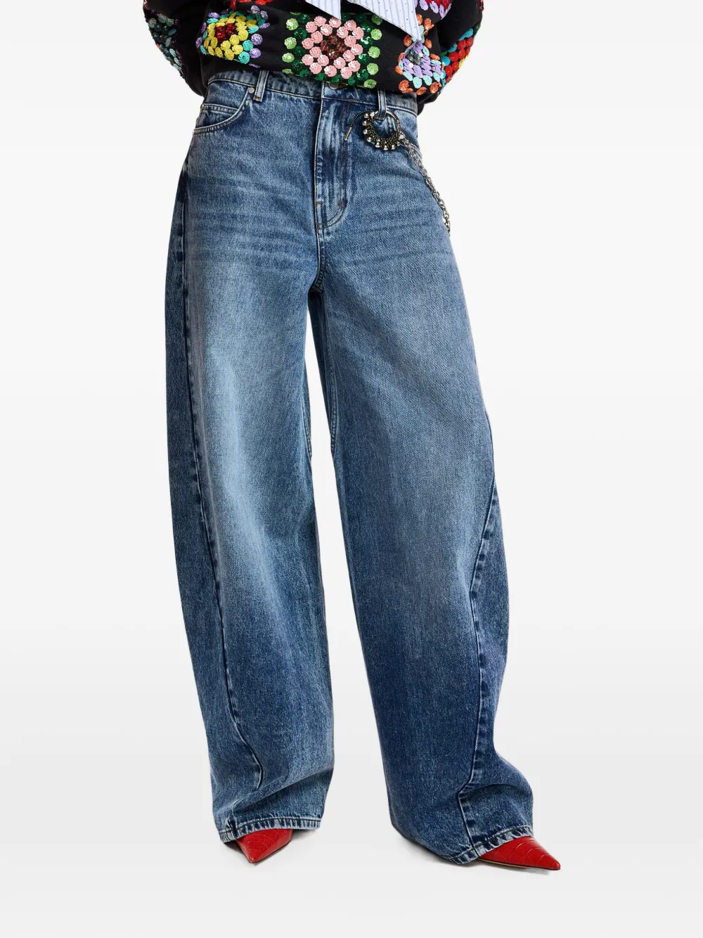 Essentiel Antwerp Katoenen barrel jeans met gedraaide afwerking Blauw