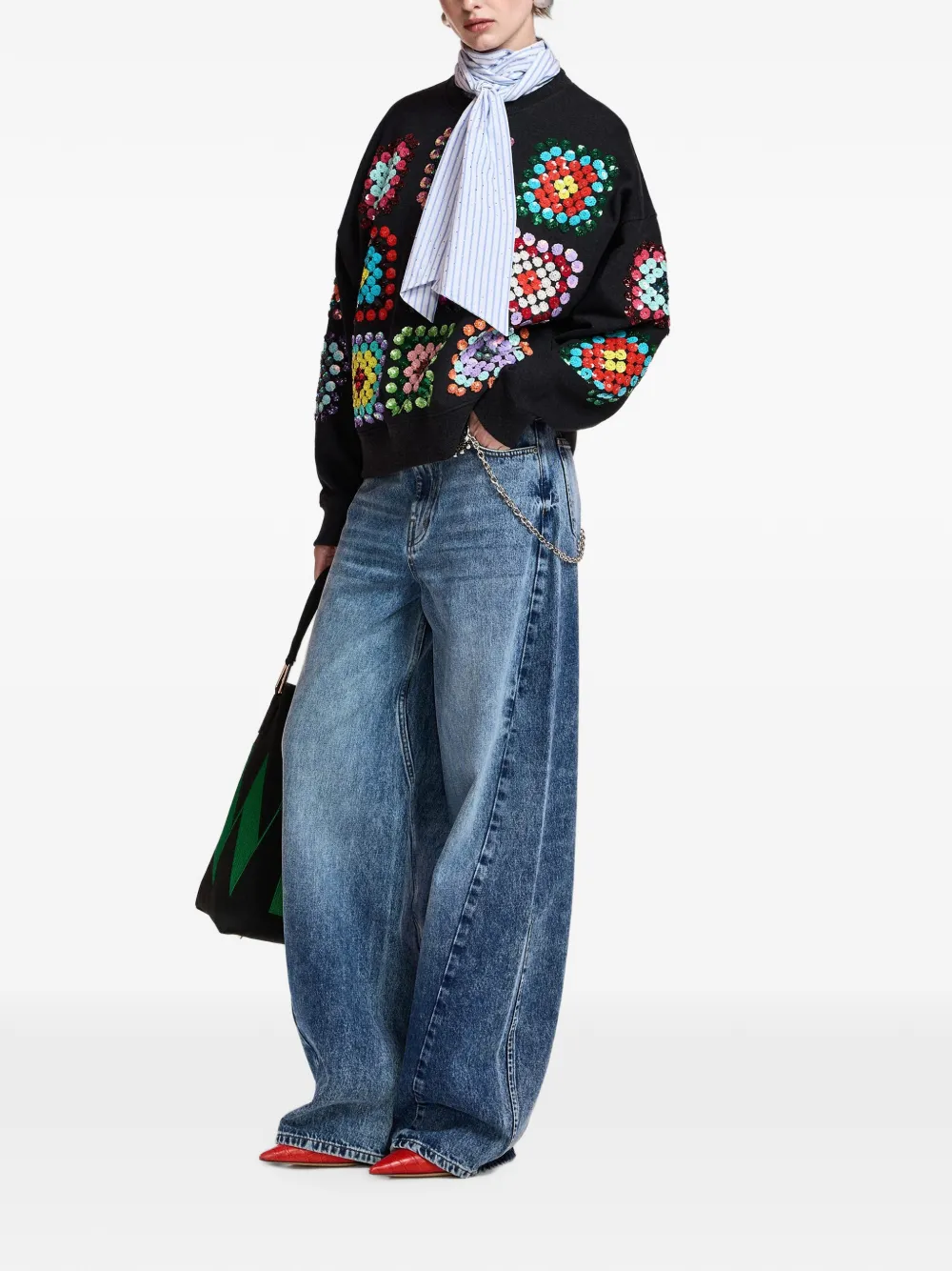 Essentiel Antwerp Katoenen barrel jeans met gedraaide afwerking Blauw