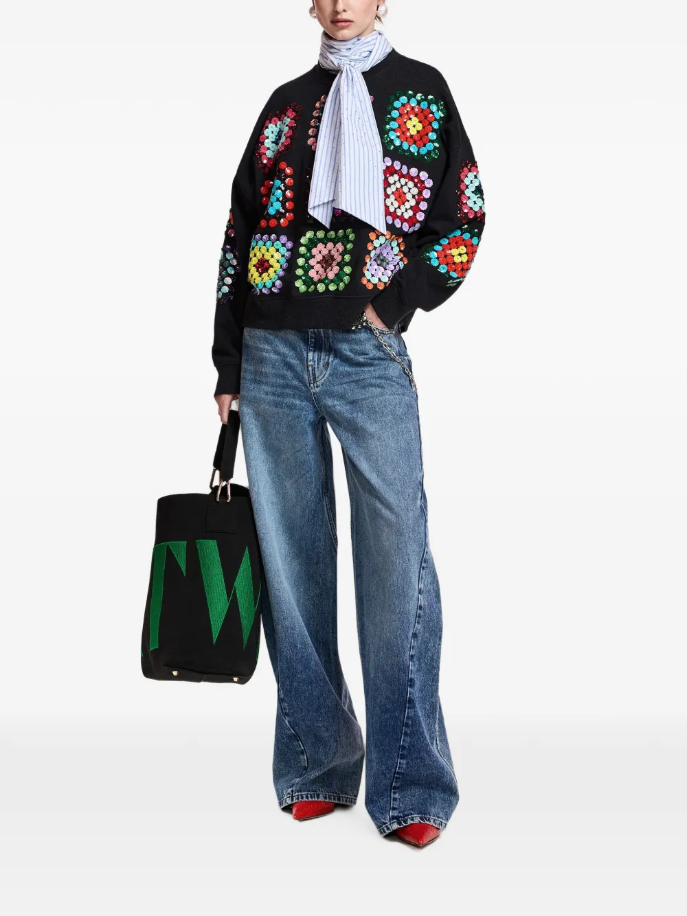 Essentiel Antwerp Katoenen barrel jeans met gedraaide afwerking Blauw