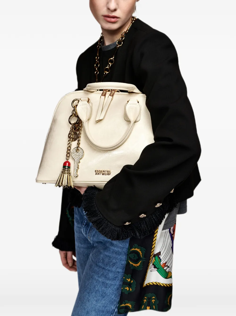 Essentiel Antwerp Karla handtas met lakleren effect Beige