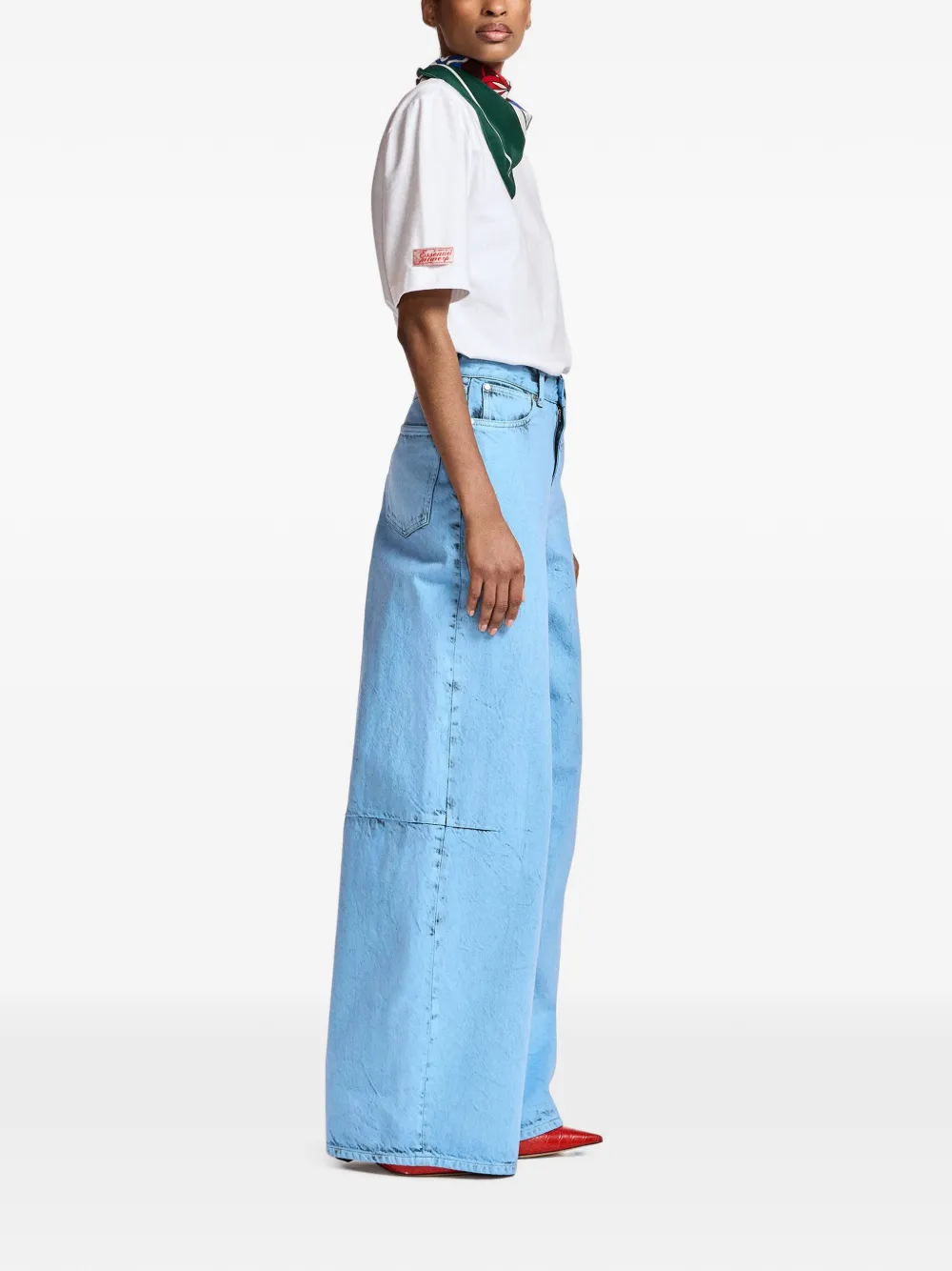 Essentiel Antwerp Jeans met wijde pijpen en vuil-effect Blauw