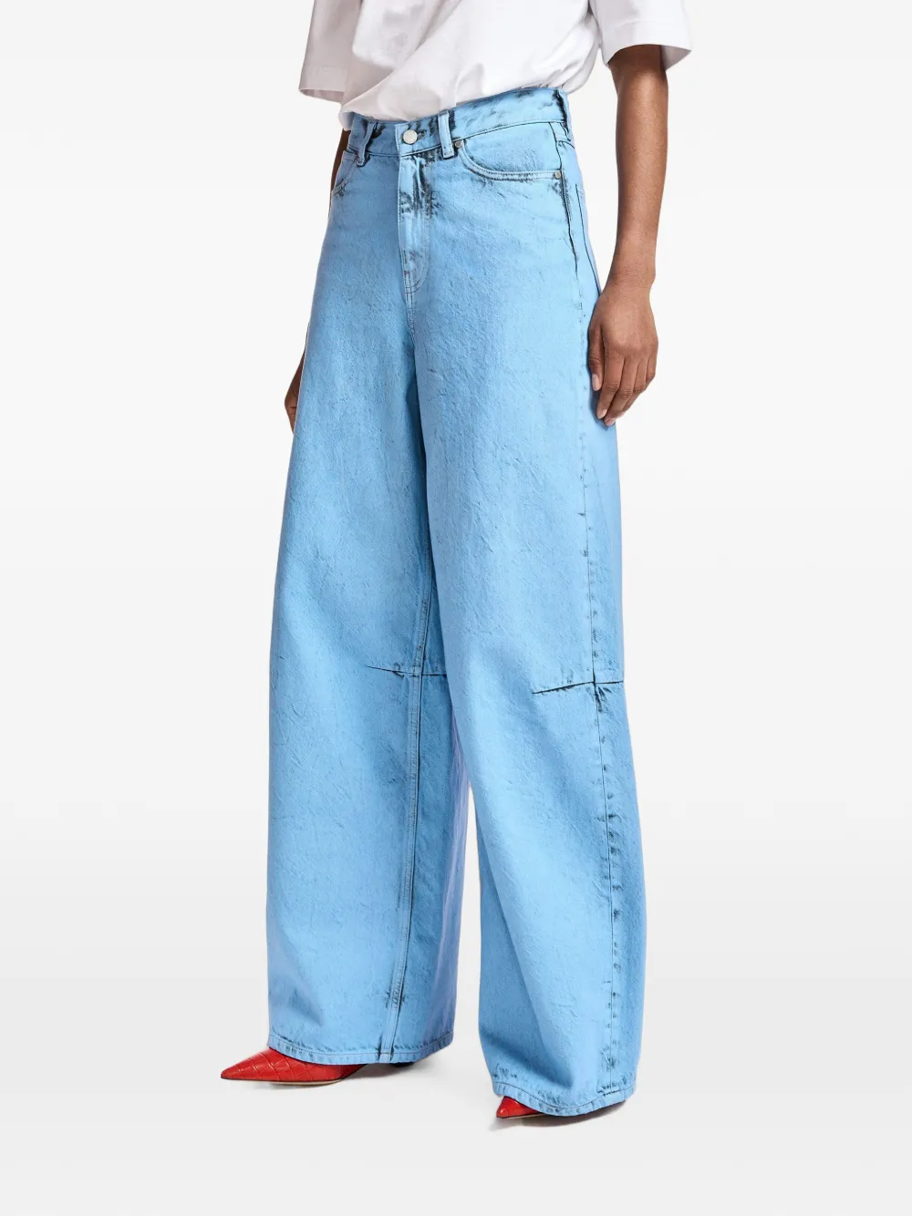 Essentiel Antwerp Jeans met wijde pijpen en vuil-effect Blauw