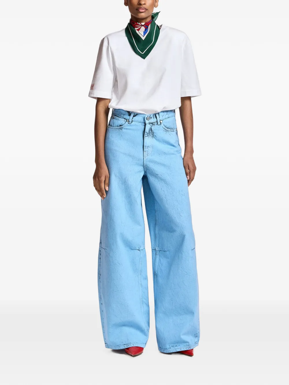 Essentiel Antwerp Jeans met wijde pijpen en vuil-effect Blauw