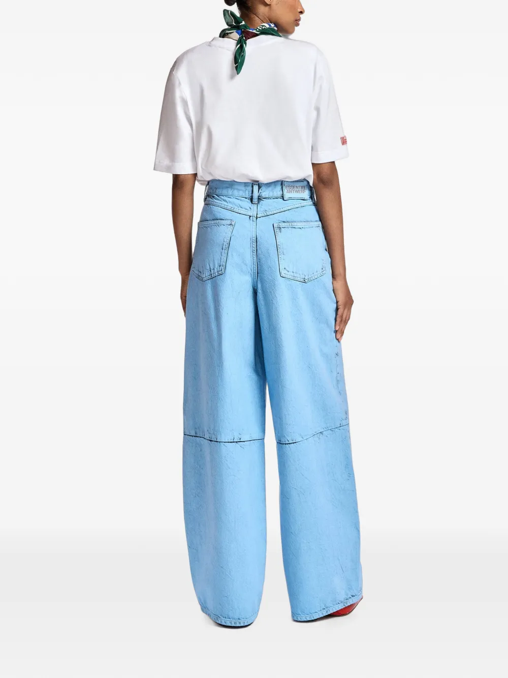Essentiel Antwerp Jeans met wijde pijpen en vuil-effect Blauw