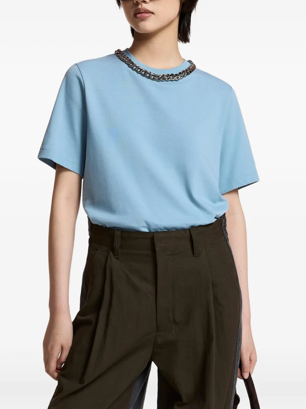 Essentiel Antwerp Klaim T-shirt verfraaid met ketting Blauw
