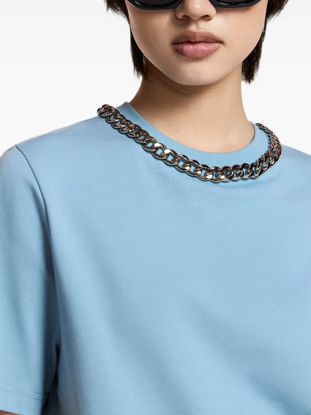 Essentiel Antwerp Klaim T-shirt verfraaid met ketting Blauw