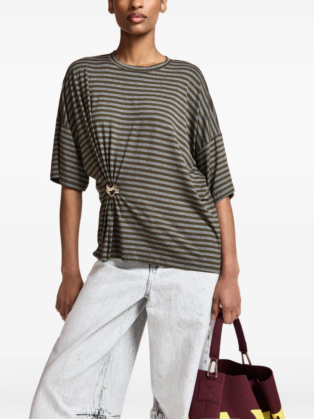 Essentiel Antwerp Gestreept T-shirt met ringdetail Groen