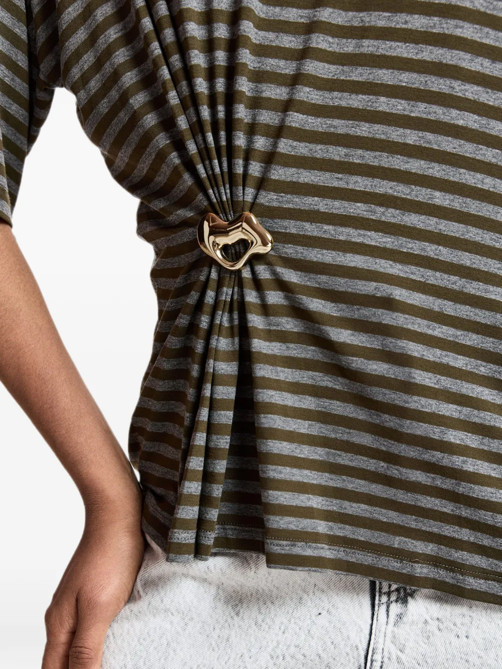 Essentiel Antwerp Gestreept T-shirt met ringdetail Groen