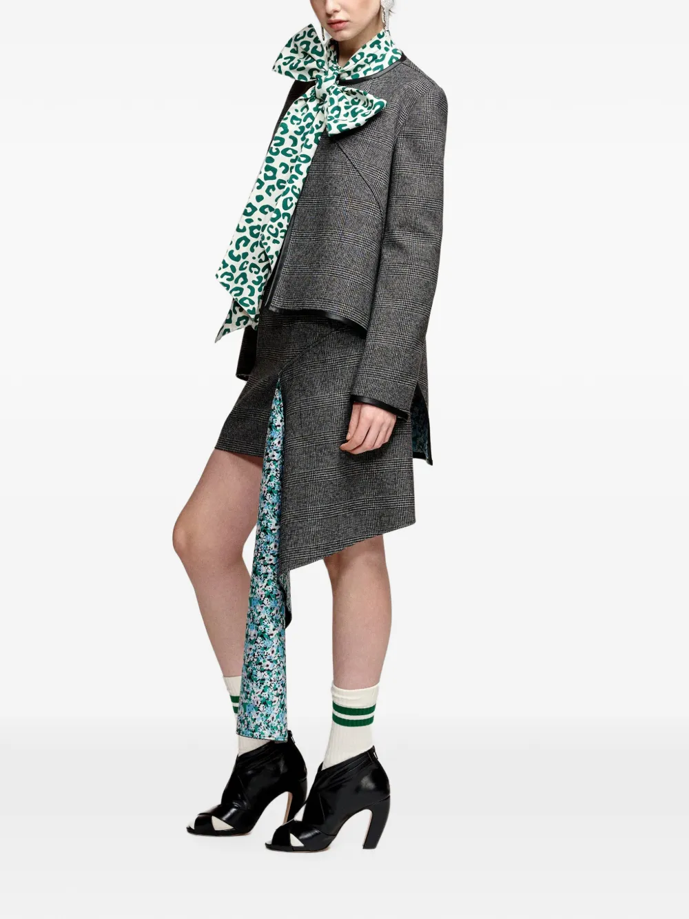 Essentiel Antwerp Kuniko geruite mini-rok met bloemen Grijs