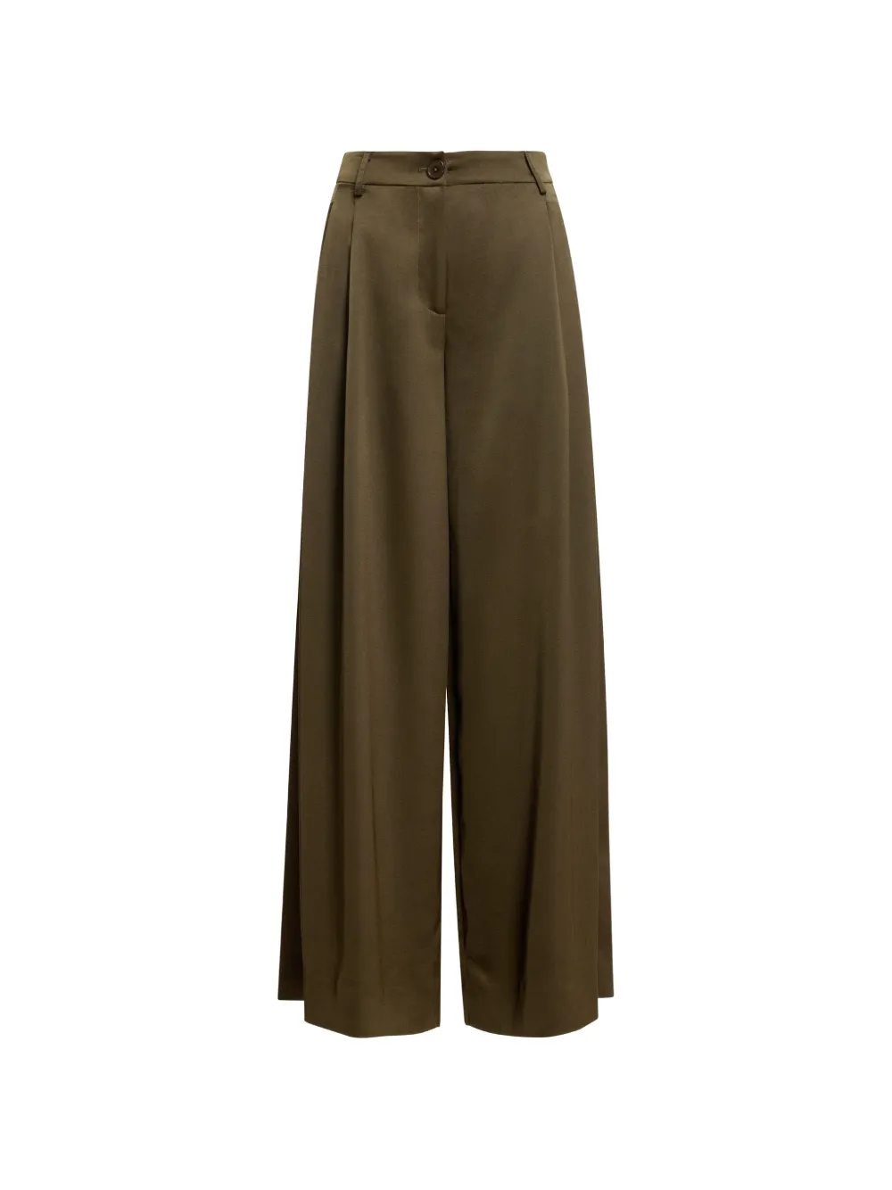 Essentiel Antwerp Katerina pleated-front satin-finish palazzo pants Groen