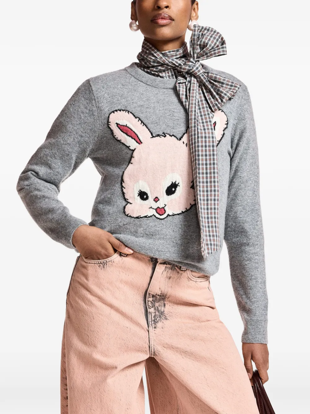 Essentiel Antwerp Kapital trui met konijn-intarsia Grijs