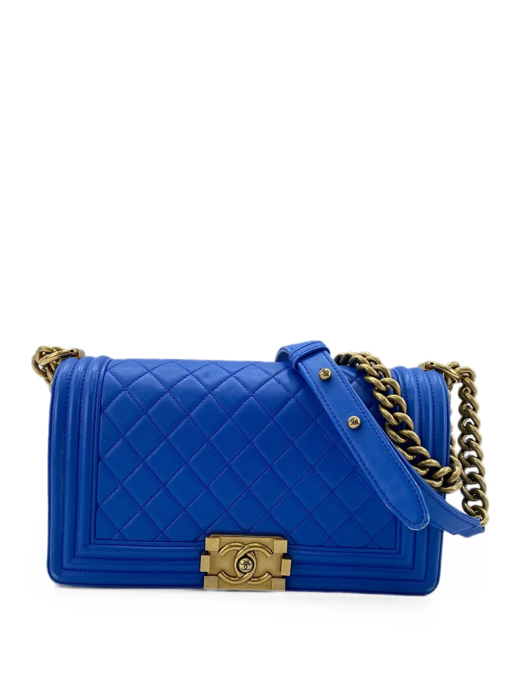 Chanel 2015 Boy  Quilted Shoulder Bag In Blue