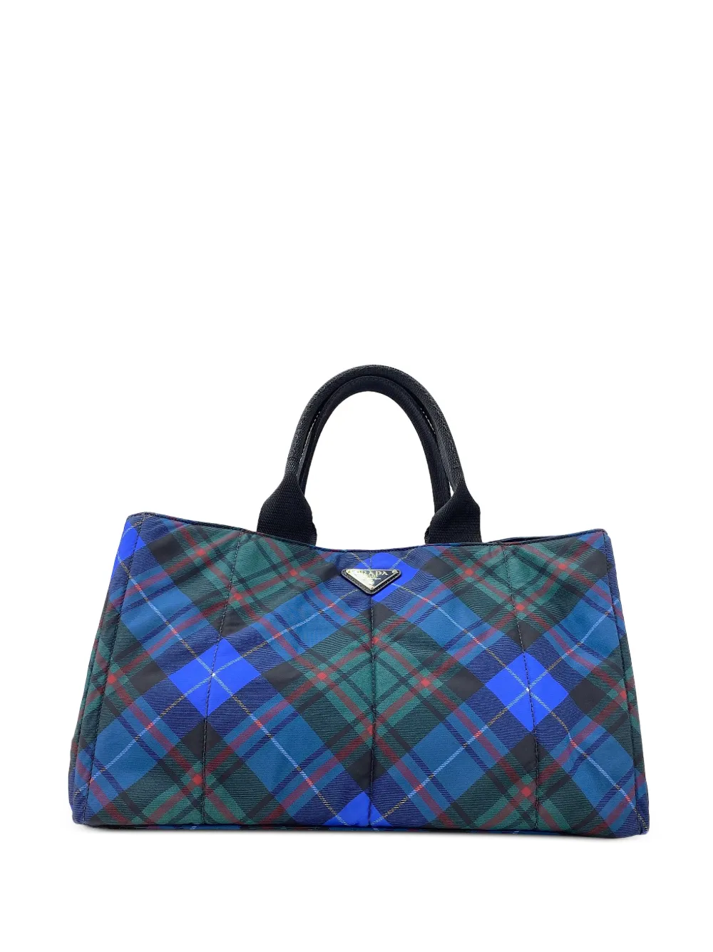 Prada Pre-Owned 2010s Canapa check-print tote bag - Blue
