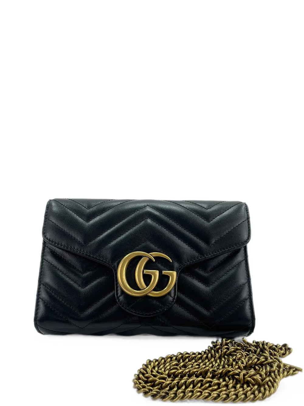 Gucci Pre-Owned 2016 GG Marmont two-way leather shoulder bag - Black