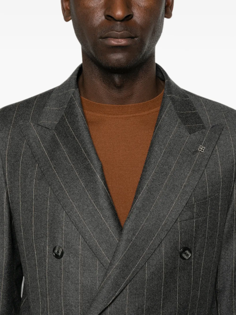 Tagliatore Stripe-pattern Double-breasted Suit In Gray