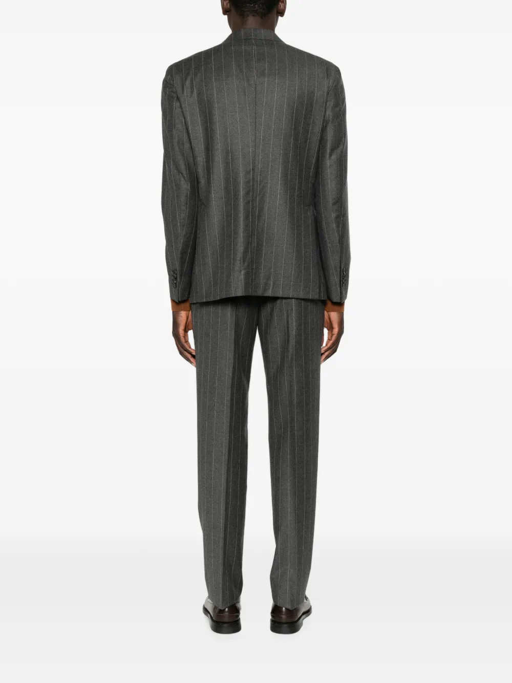 Tagliatore Stripe-pattern Double-breasted Suit In Gray