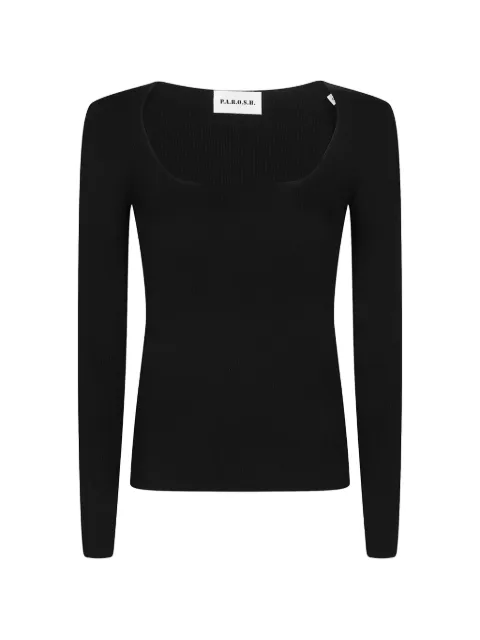 P.A.R.O.S.H. ribbed-knit scoop-neck long-sleeve wool T-shirt