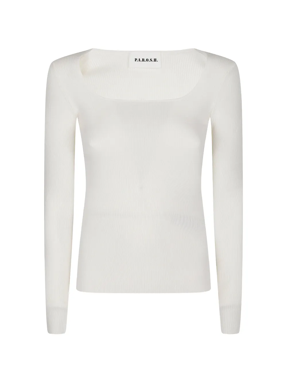 P.A.R.O.S.H. ribbed-knit square-neck T-shirt - Bianco
