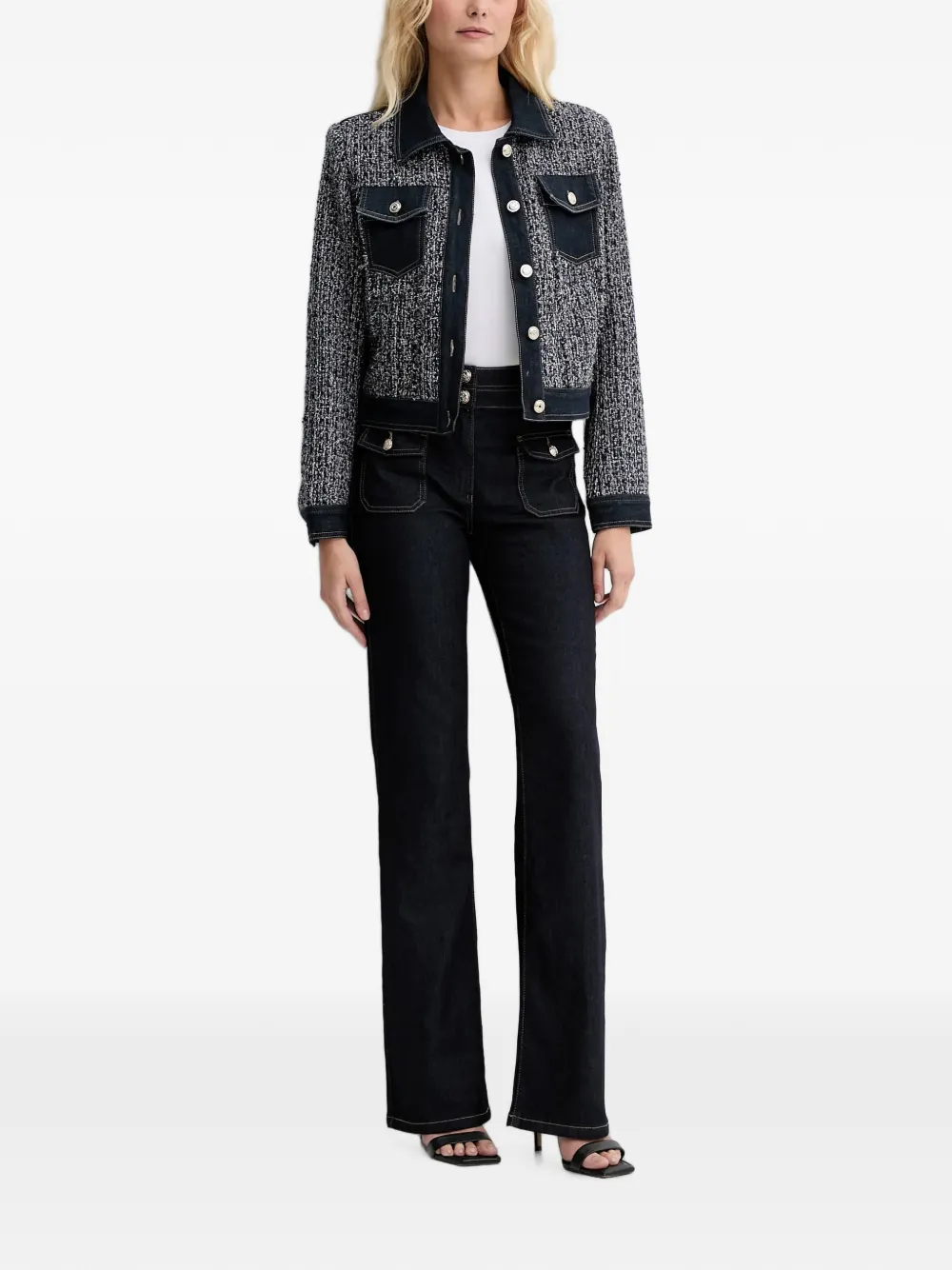 Morgan Flap-pocket Flared Jeans In Black