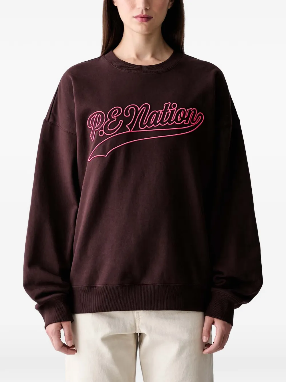 P.e Nation Formation 2 Logo-embroidered Sweatshirt In Brown