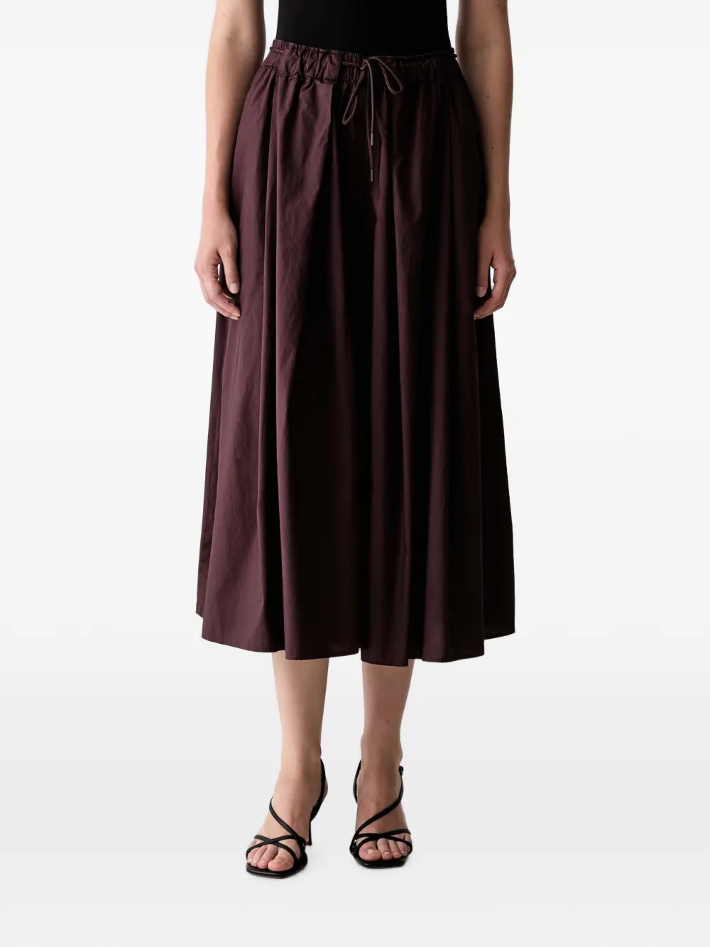 Marc O'Polo drawstring-waist pleated midi skirt - Marrone