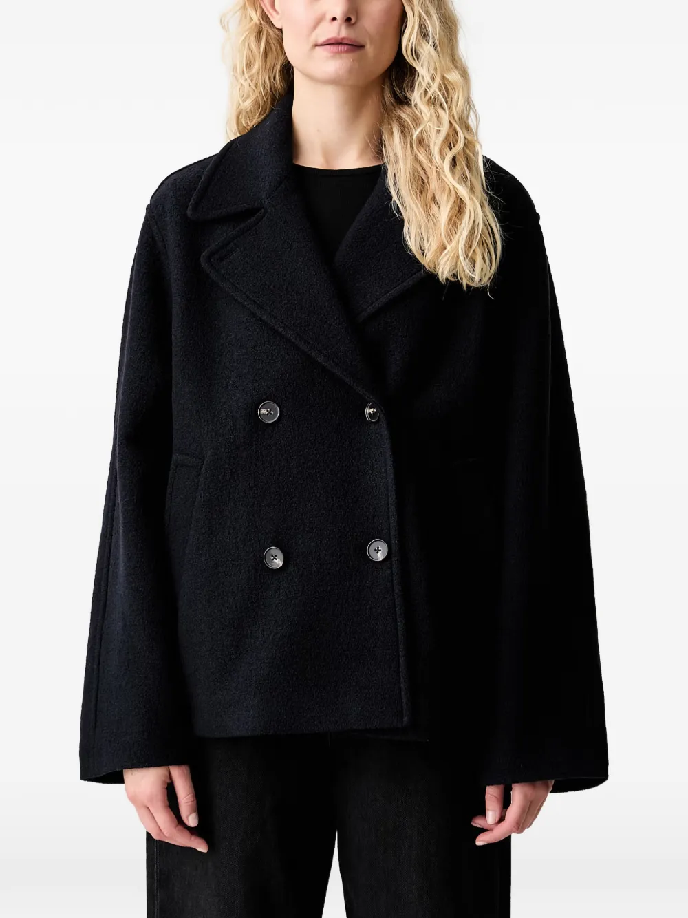 Marc O'polo Double-breasted Coat In Black