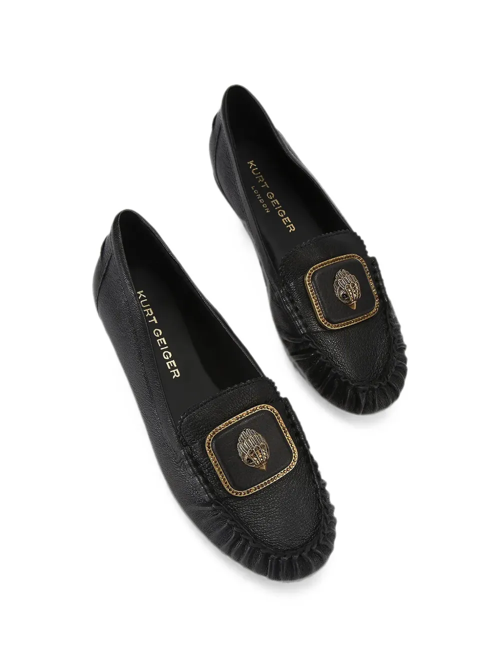 Kurt Geiger London Eagle-plaque leather loafers Zwart