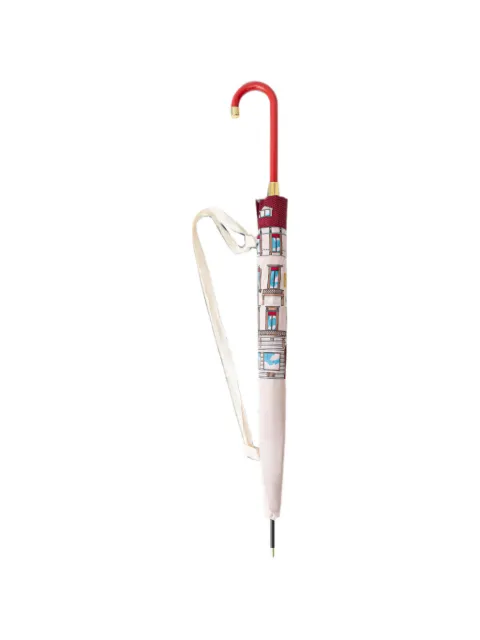 Moschino building-print curved-handle umbrella